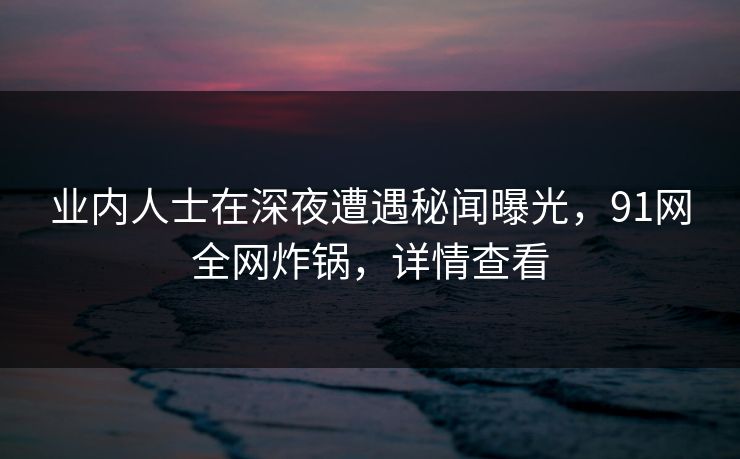 业内人士在深夜遭遇秘闻曝光,91网全网炸锅,详情查看 业内人士在深夜遭遇秘闻曝光,91网全网炸锅,详情查看
