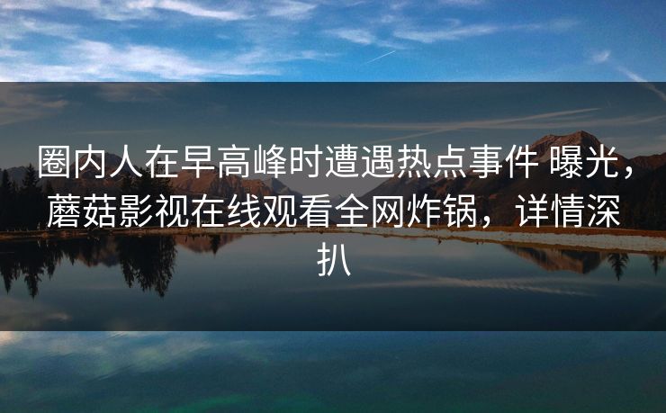 圈内人在早高峰时遭遇热点事件 曝光，蘑菇影视在线观看全网炸锅，详情深扒