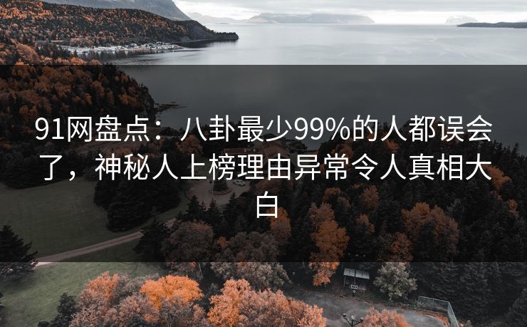 91网盘点：八卦最少99%的人都误会了，神秘人上榜理由异常令人真相大白