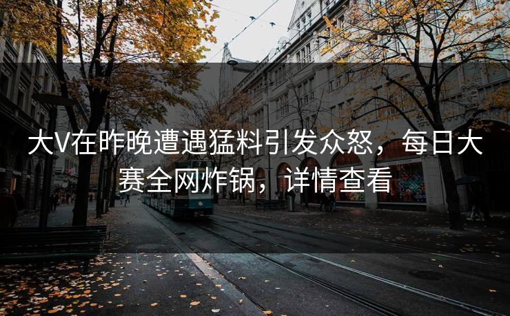 大V在昨晚遭遇猛料引发众怒，每日大赛全网炸锅，详情查看