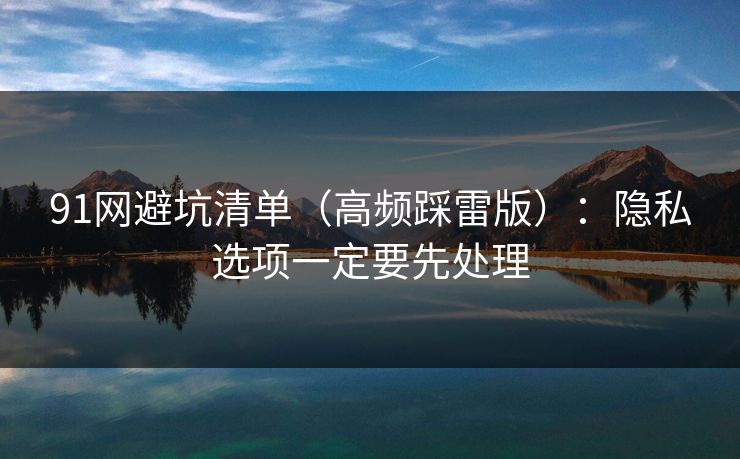 91网避坑清单（高频踩雷版）：隐私选项一定要先处理